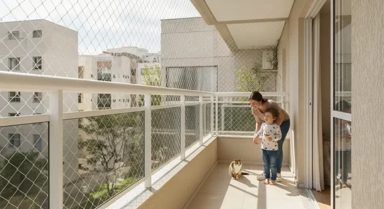 Criança em ambiente protegido com rede de proteção – atendimento na Vila Andrade