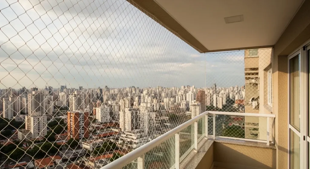 Rede de proteção em sacada de apartamento – atendimento no Horto Florestal