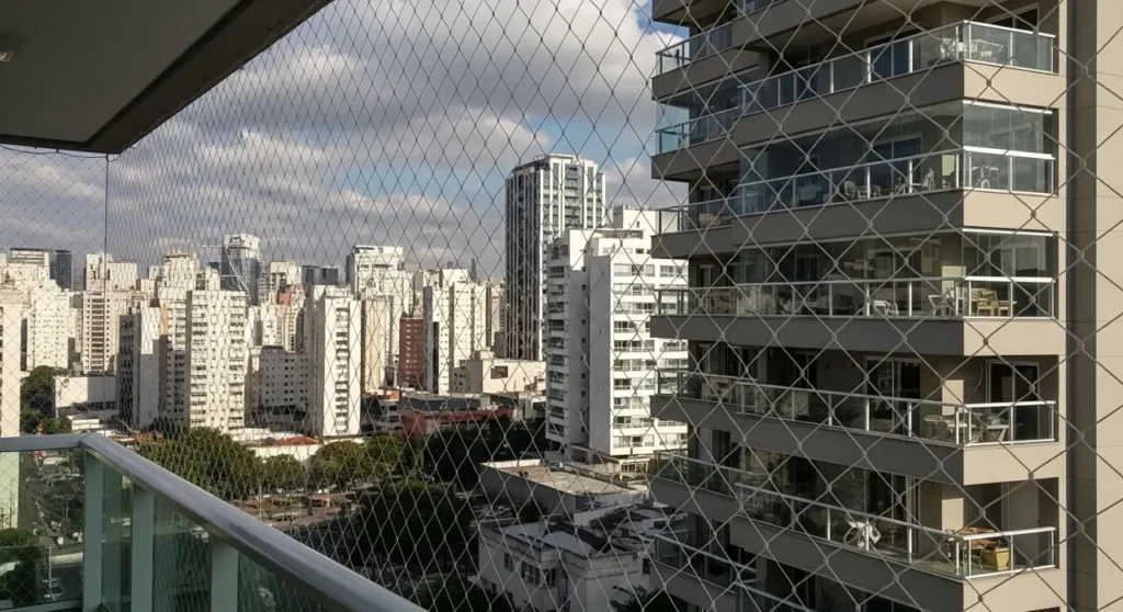 Rede de proteção em sacada de apartamento – atendimento no Jardim Anália Franco