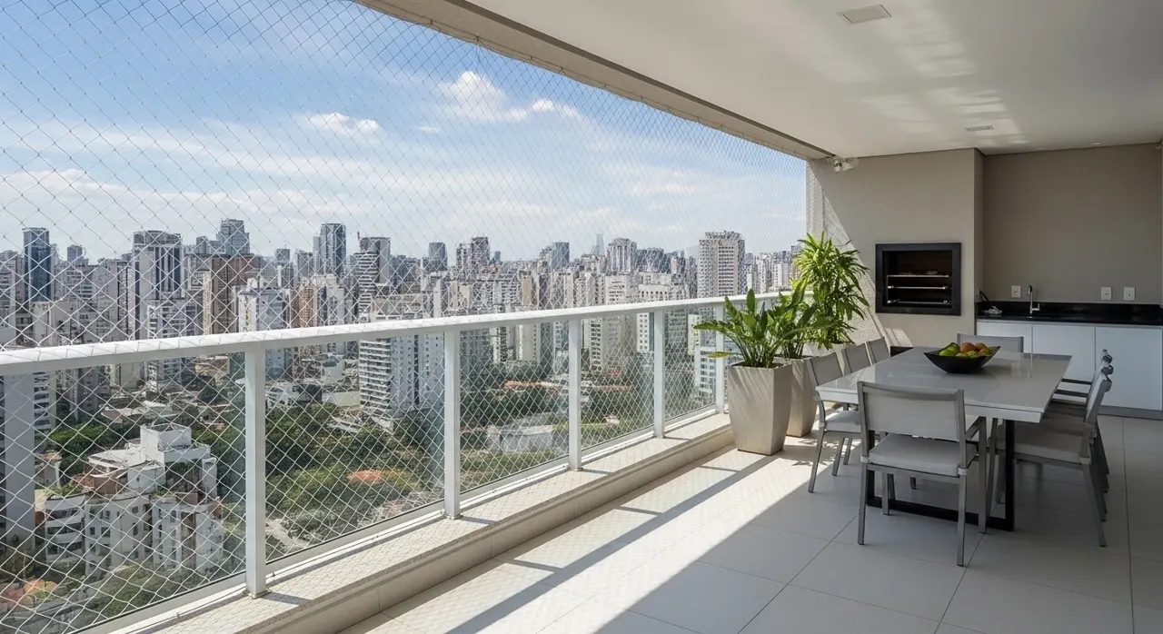 Rede de proteção em sacada de apartamento – atendimento em Moema