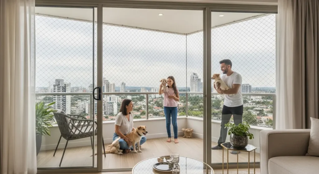 Rede de proteção em sacada de apartamento – atendimento na Vila Andrade